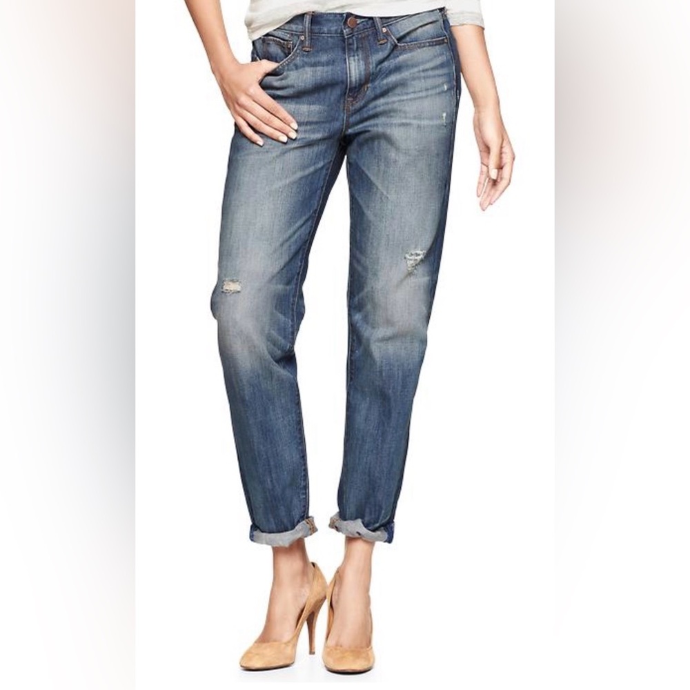 GAP Women's Sexy Boyfriend Jeans in Distressed Blue